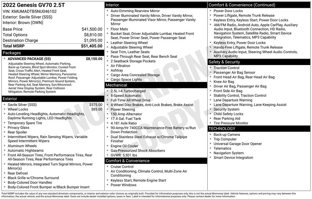 Certified Used 2022 Silver Genesis 2.5T image 3