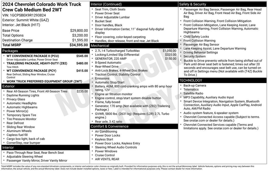 Used 2024 White Chevrolet Work Truck image 1