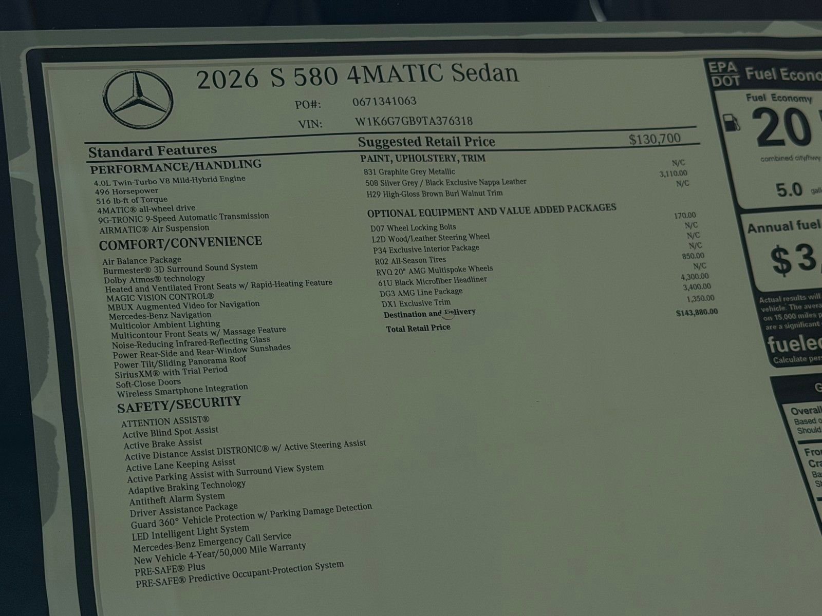 New 2026 Graphite Grey Metallic Mercedes-Benz S 580 image 23