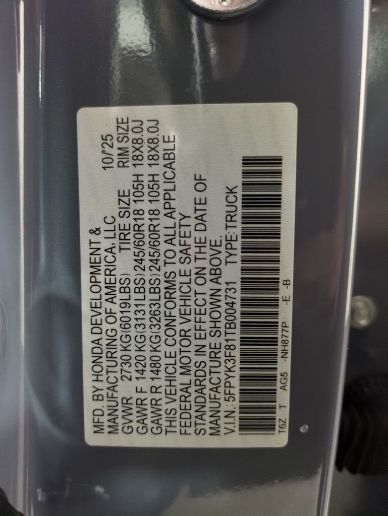 Certified Used 2026 Sonic Gray Pearl Honda Black Edition image 32