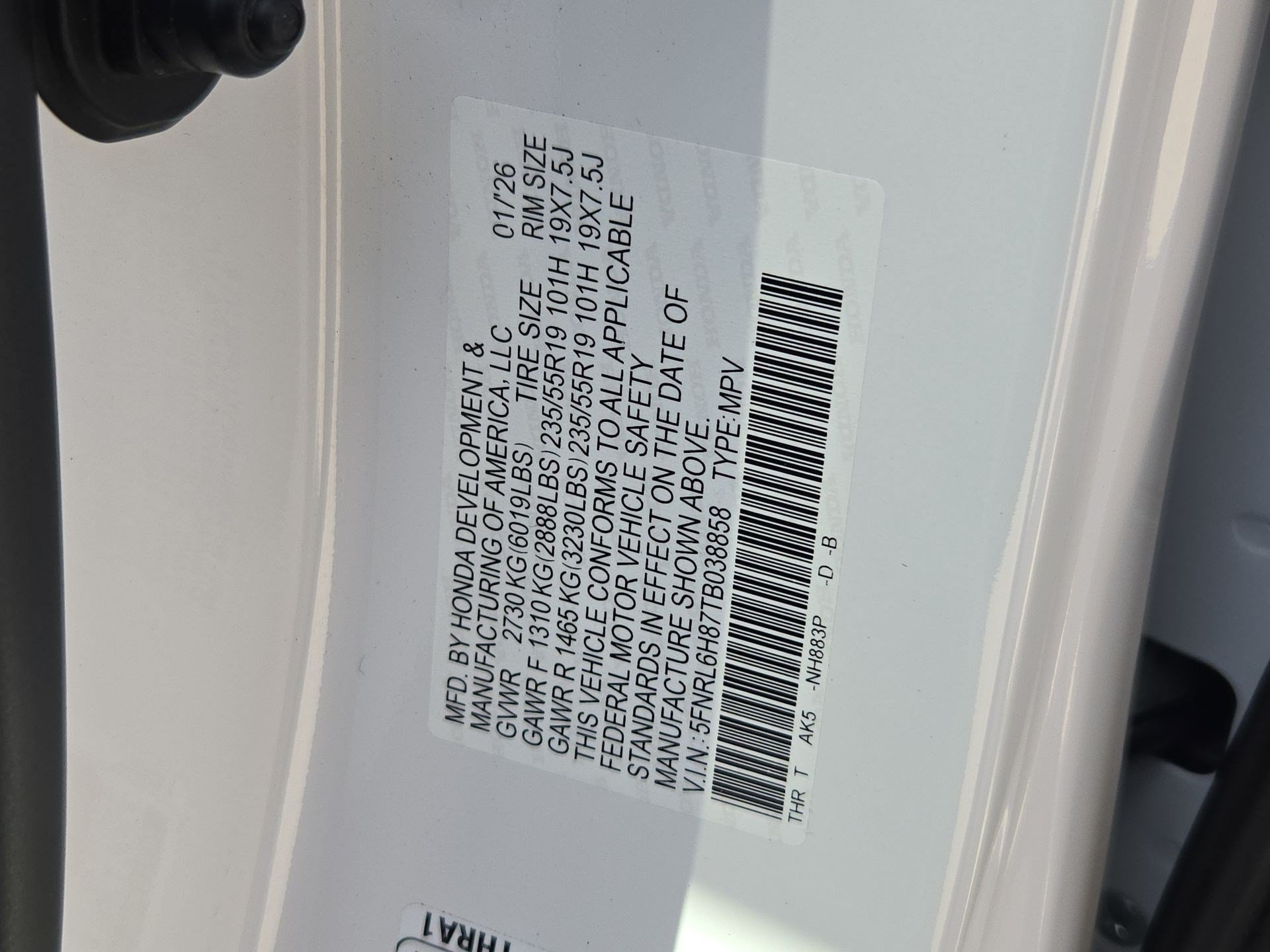 Certified Used 2026 Platinum White Pearl Honda Touring image 69