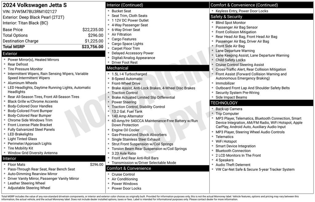 Certified Used 2024 Black Volkswagen 1.5T S image 3