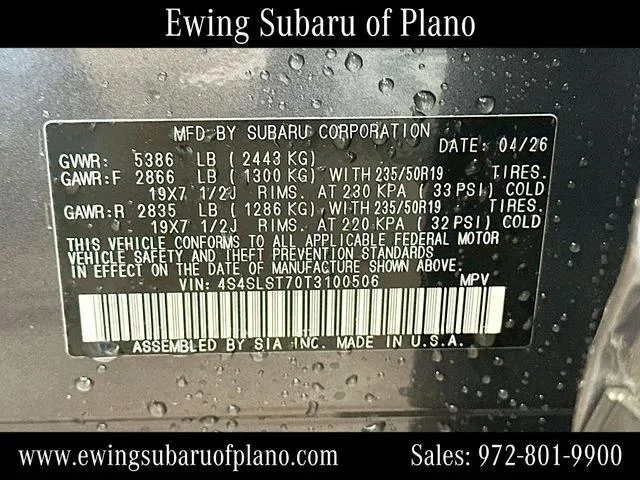 New 2026 MAGNETITE GRAY METALLIC Subaru Touring Hybrid image 70