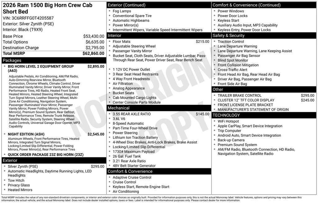 New 2026 Silver Zynith Exterior Paint RAM Big Horn/Lone Star image 4