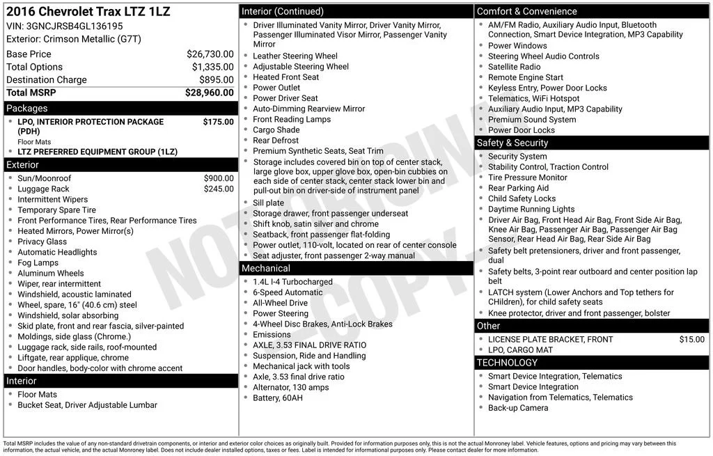 Used 2016 CRIMSON METALLIC Chevrolet LTZ image 40