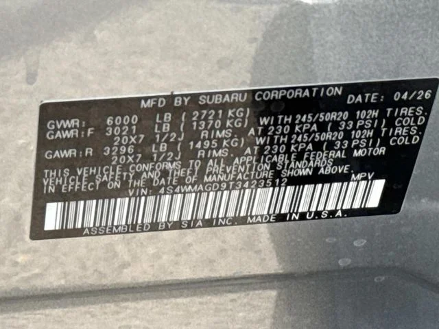 New 2026 ICE SILVER METALLIC Subaru Limited 7-Passenger image 30