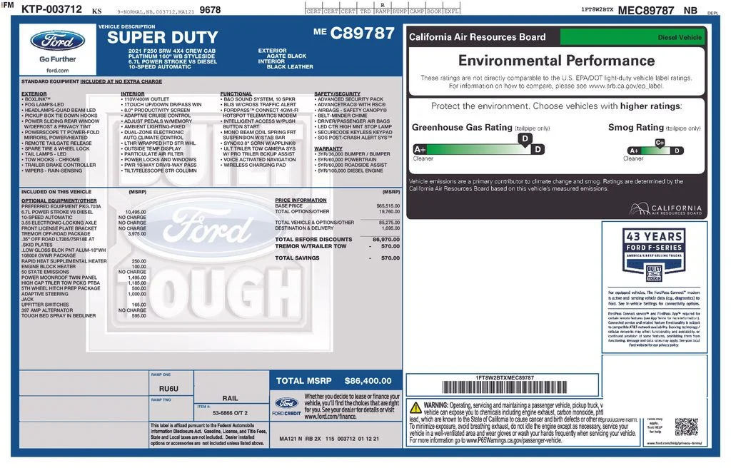 Certified Used 2021 Agate Black Metallic Ford Platinum image 34