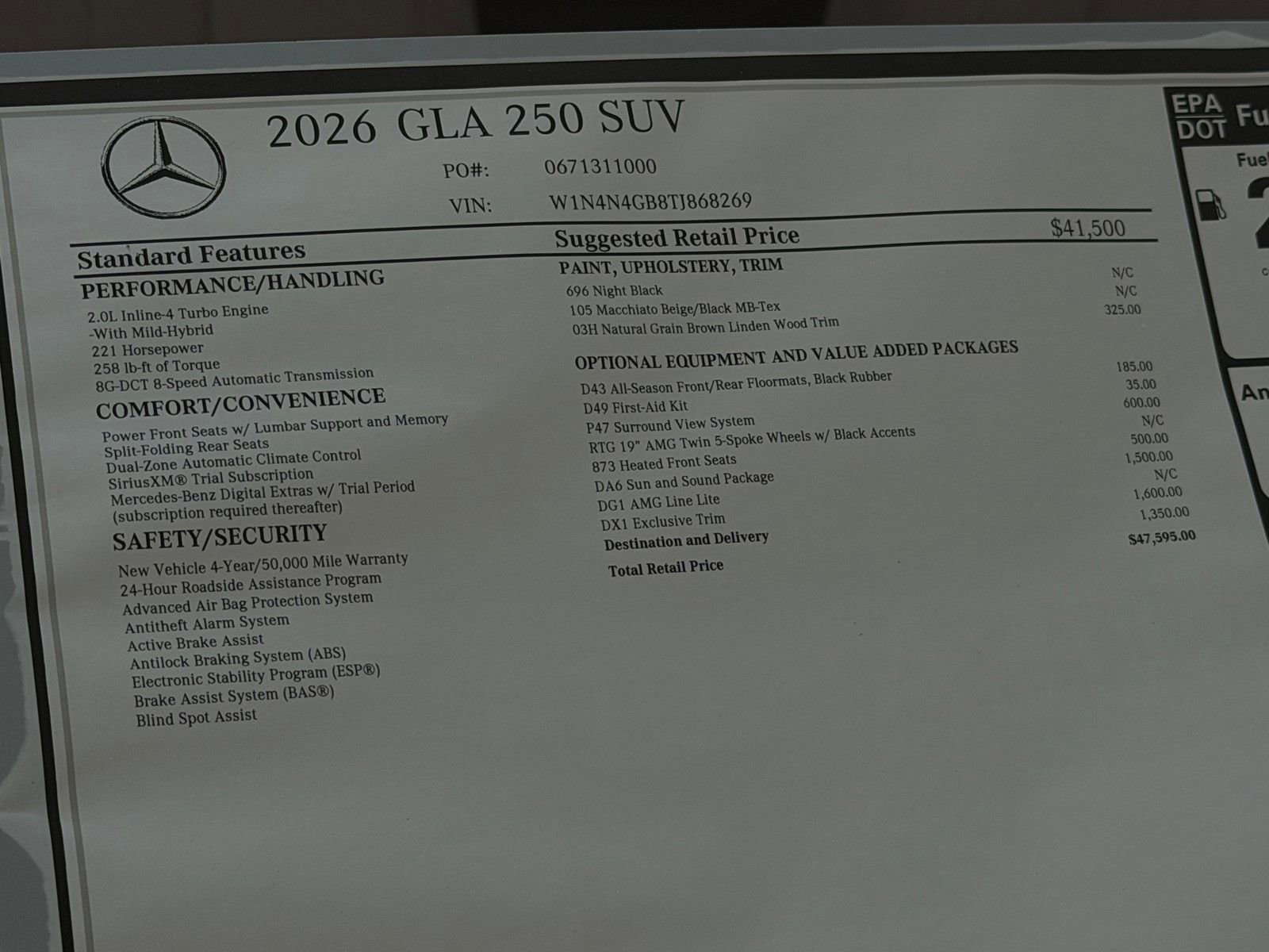 New 2026 Night Black Mercedes-Benz GLA 250 image 46