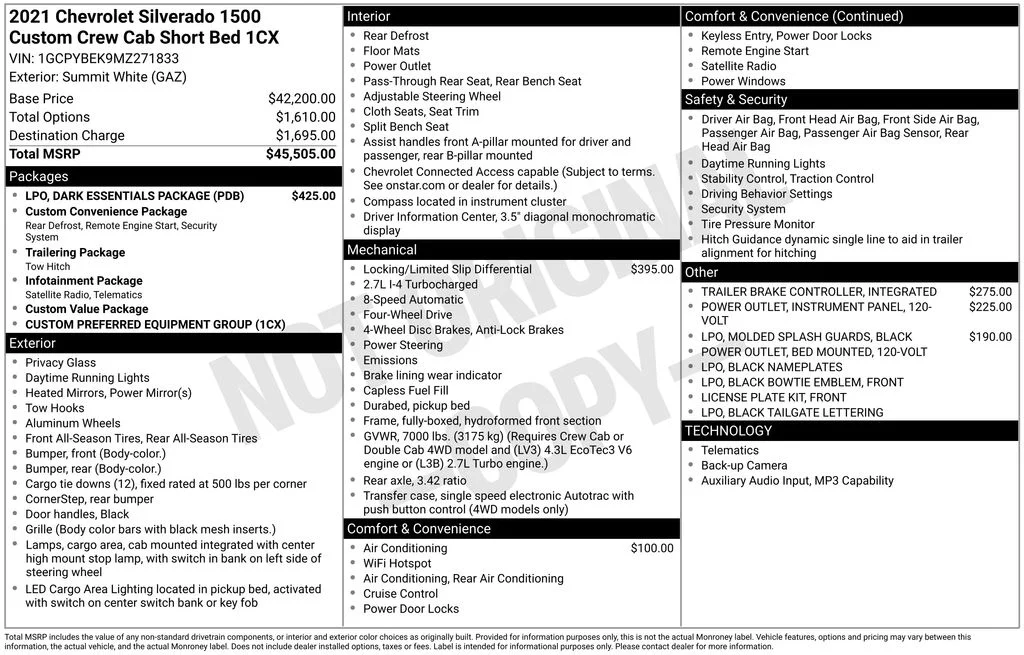 Used 2021 White Chevrolet Custom image 6