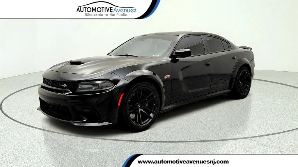 Used 2021 Pitch Black Clearcoat Dodge Scat Pack Widebody RWD w/ Plus Group & Technology Group image 1