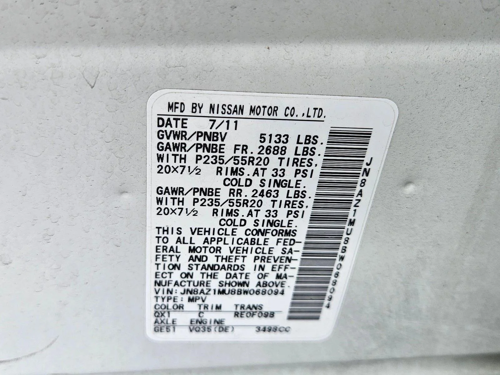 Used 2011 Glacier Pearl Nissan LE image 18