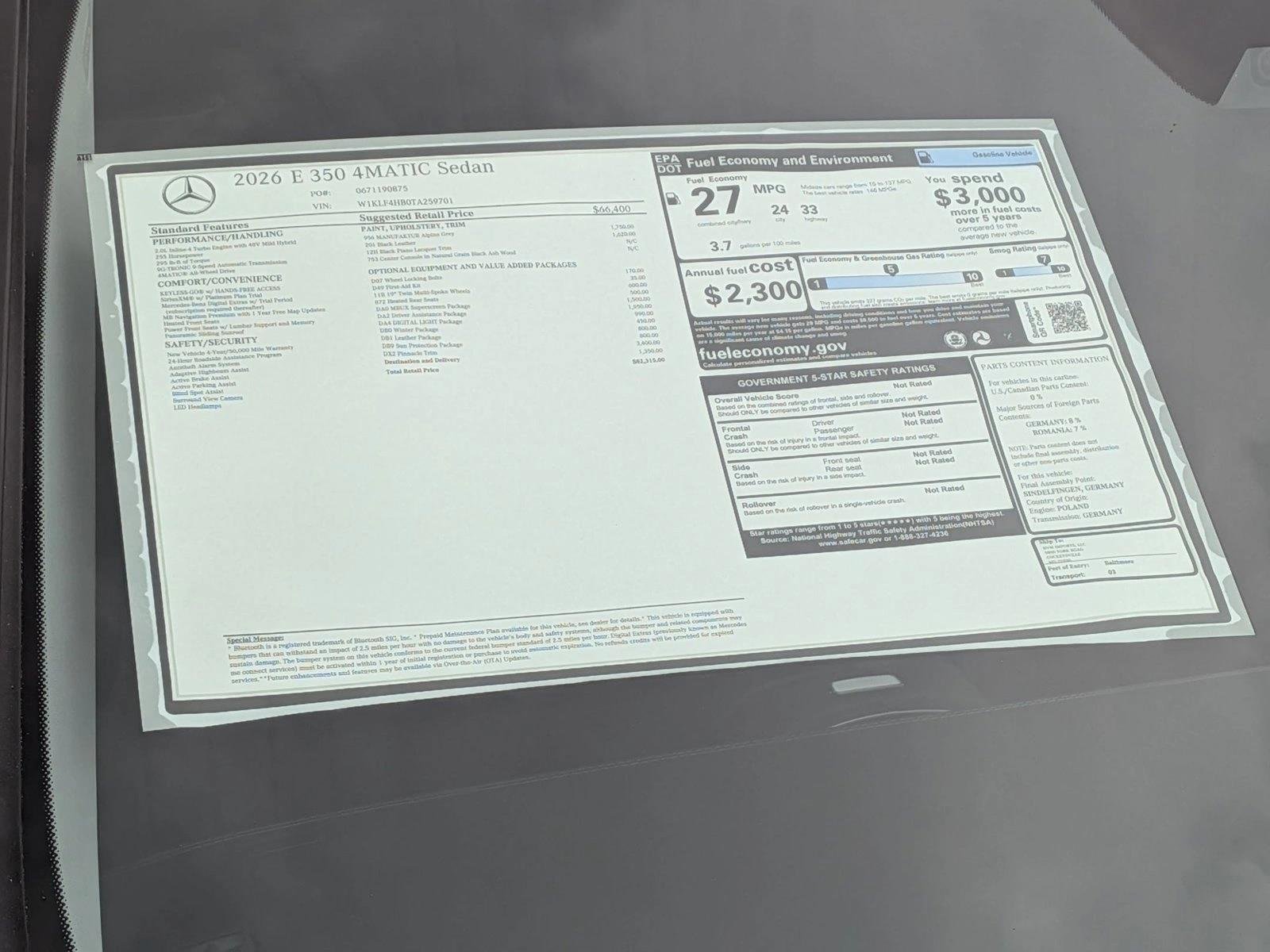 New 2026 MANUFAKTUR Alpine Grey Mercedes-Benz E350 image 19