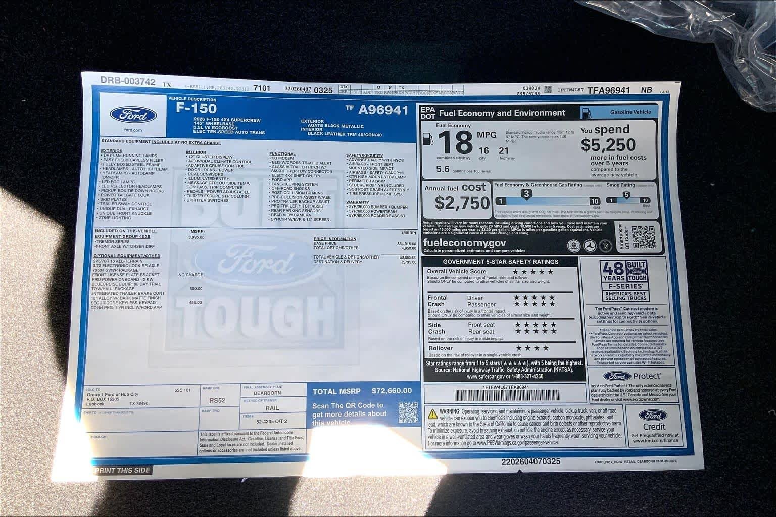 New 2026 Agate Black Metallic Ford Tremor image 22