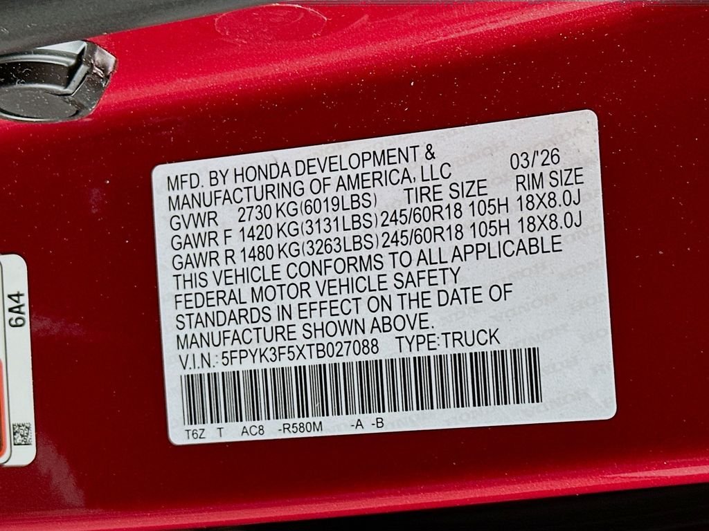 New 2026 Radiant Red Metallic II Honda RTL image 33