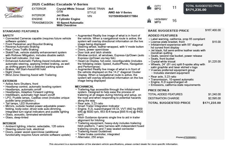 Used 2025 White Cadillac V-Series image 3