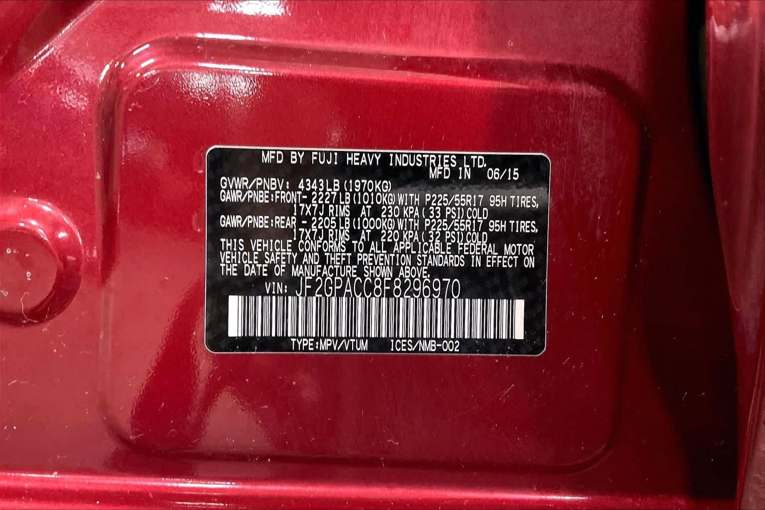 Used 2015 Venetian Red Pearl Subaru Premium image 35