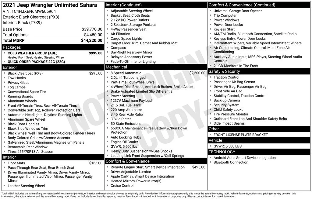 Used 2021 Black Jeep Unlimited Sahara image 17