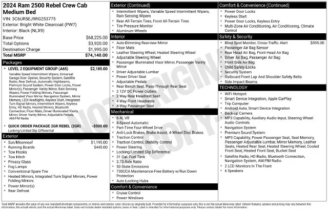 Used 2024 Bright White Clearcoat Ram Rebel image 41