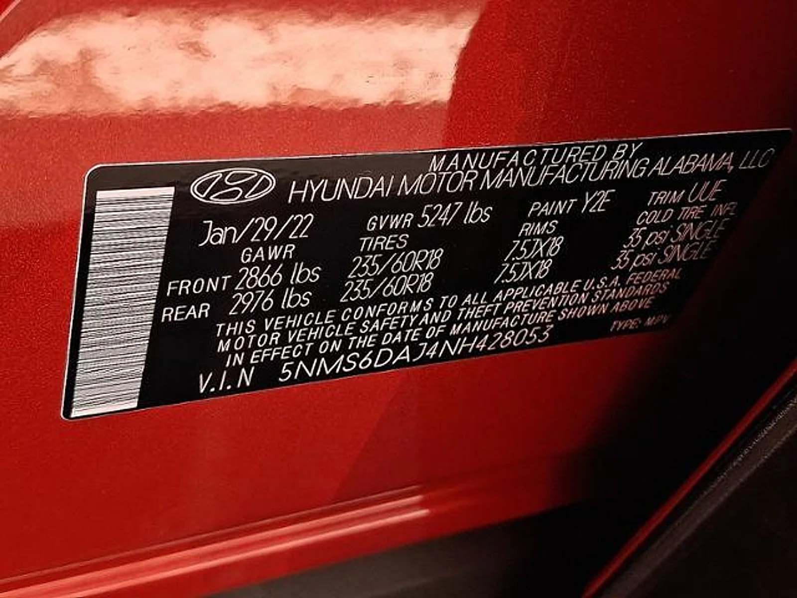 Used 2022 Calypso Red Hyundai SEL image 29