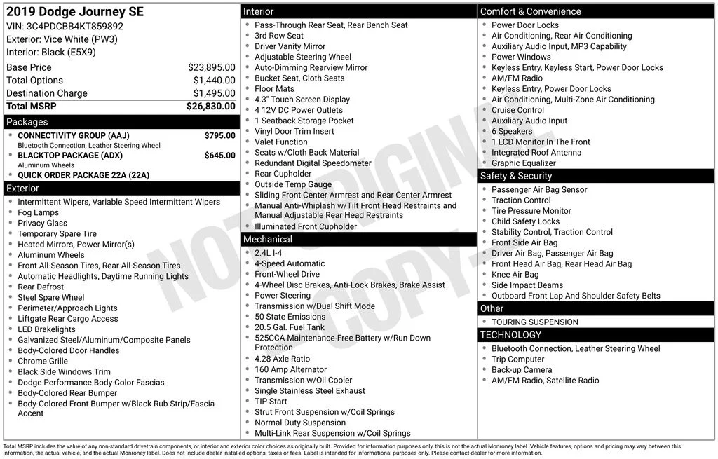 Used 2019 White Dodge SE image 21