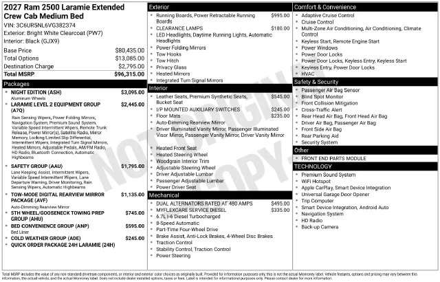 New 2027 Bright White Clear-Coat Exterior Paint RAM Laramie image 4