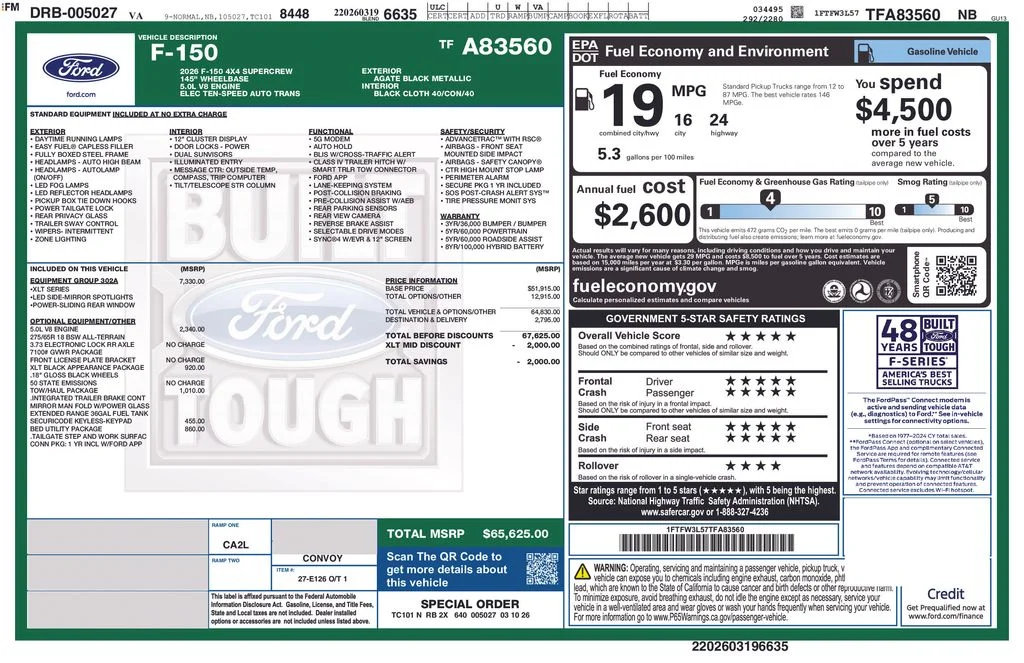 New 2026 Agate Black Metallic Ford XLT image 7