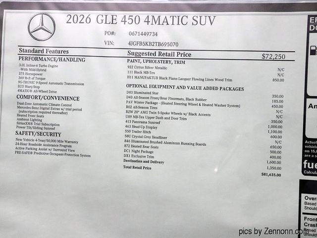 New 2026 Cirrus Silver Metallic Mercedes-Benz GLE 450 image 58