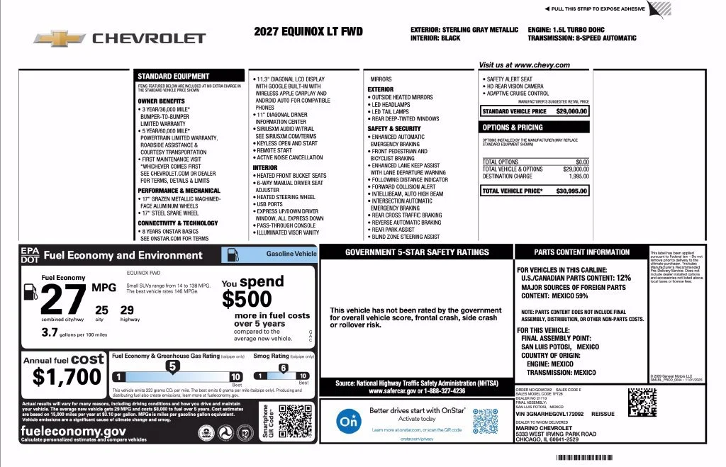 New 2027 Sterling Gray Metallic Chevrolet LT image 2