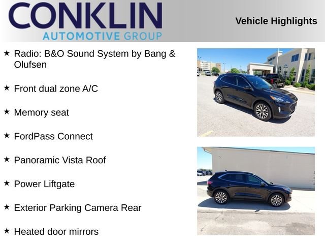 Used 2020 Ford Escape Titanium with VIN 1FMCU9J9XLUB08931 for sale in Hutchinson, KS