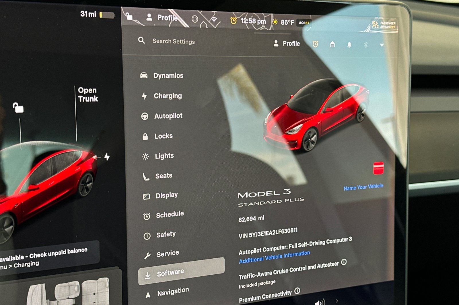Used 2020 Red Multi-Coat Tesla Standard Range Plus image 26