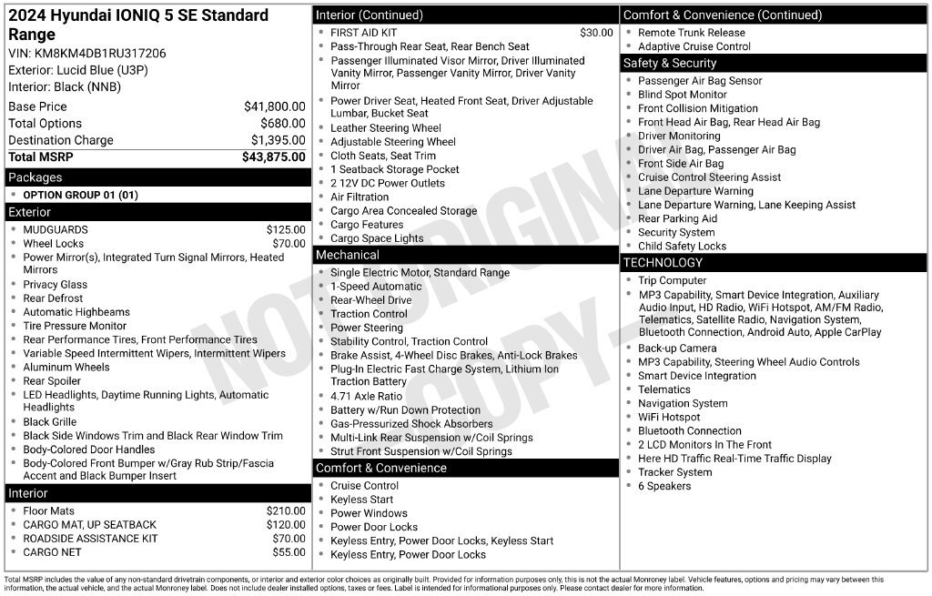 Certified Used 2024 Blue Hyundai SE Standard Range image 5