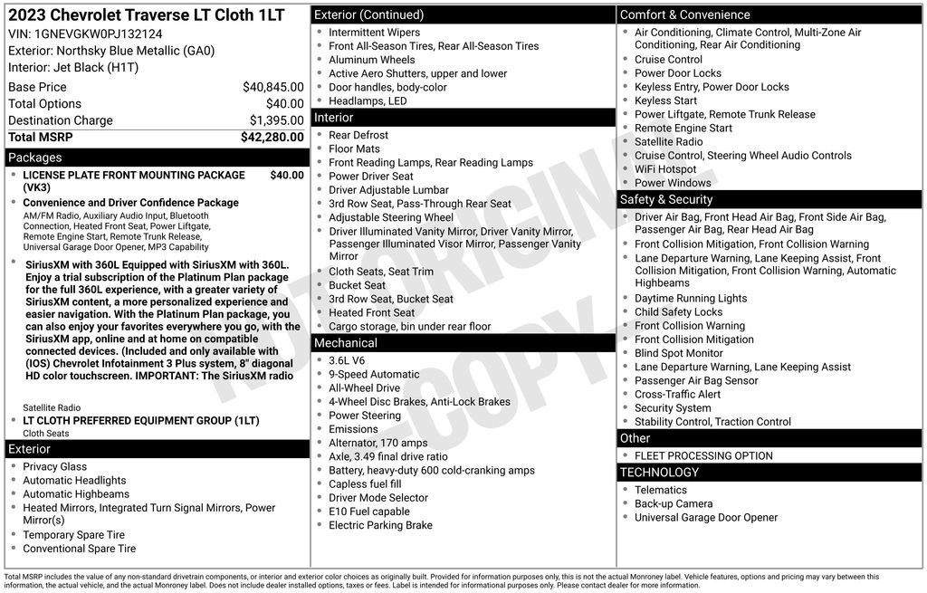 Used 2023 Northsky Blue Metallic Chevrolet LT Cloth image 47