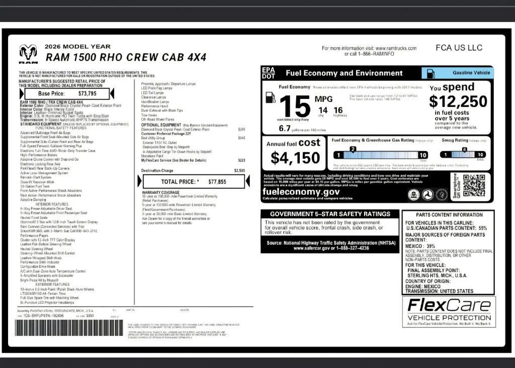 Used 2026 Diamond Black Crystal Pearlcoat Ram RHO image 34