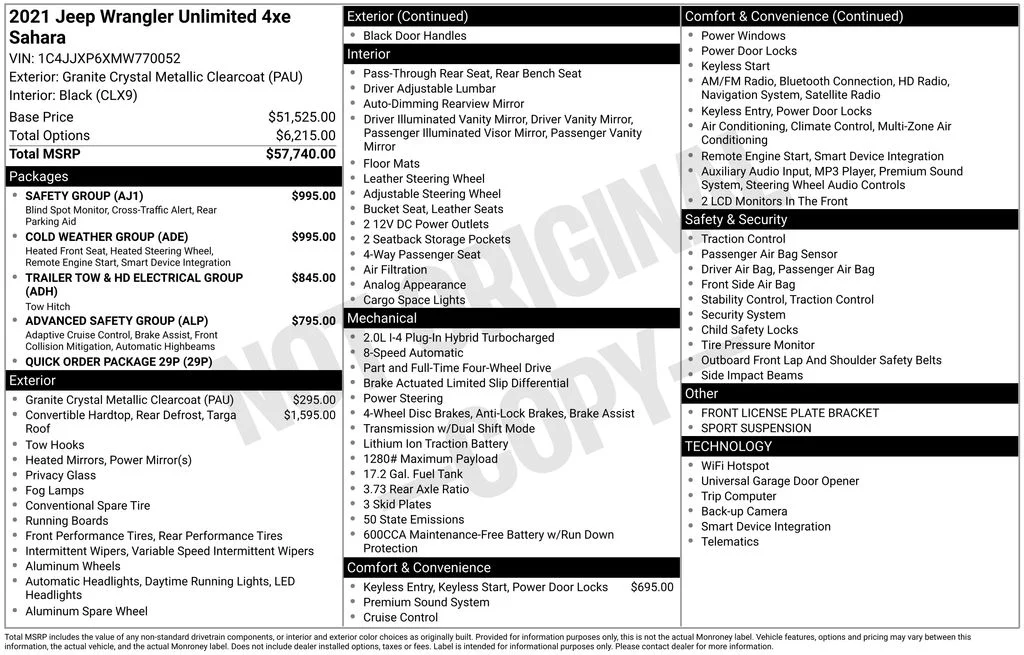 Used 2021 Gray Jeep Unlimited Sahara 4xe image 17