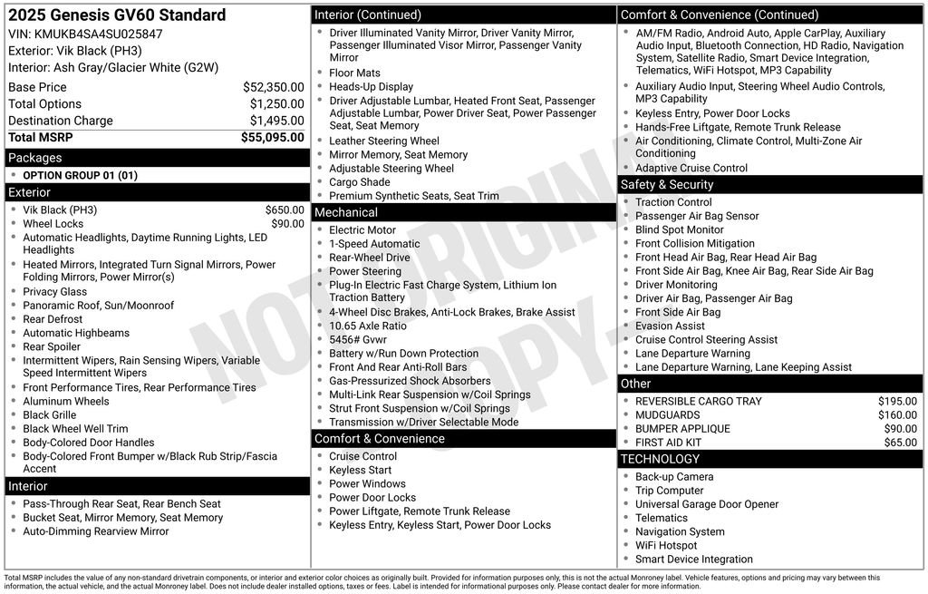 Used 2025 GENESIS GV60 Standard with VIN KMUKB4SA4SU025847 for sale in Highland Park, IL
