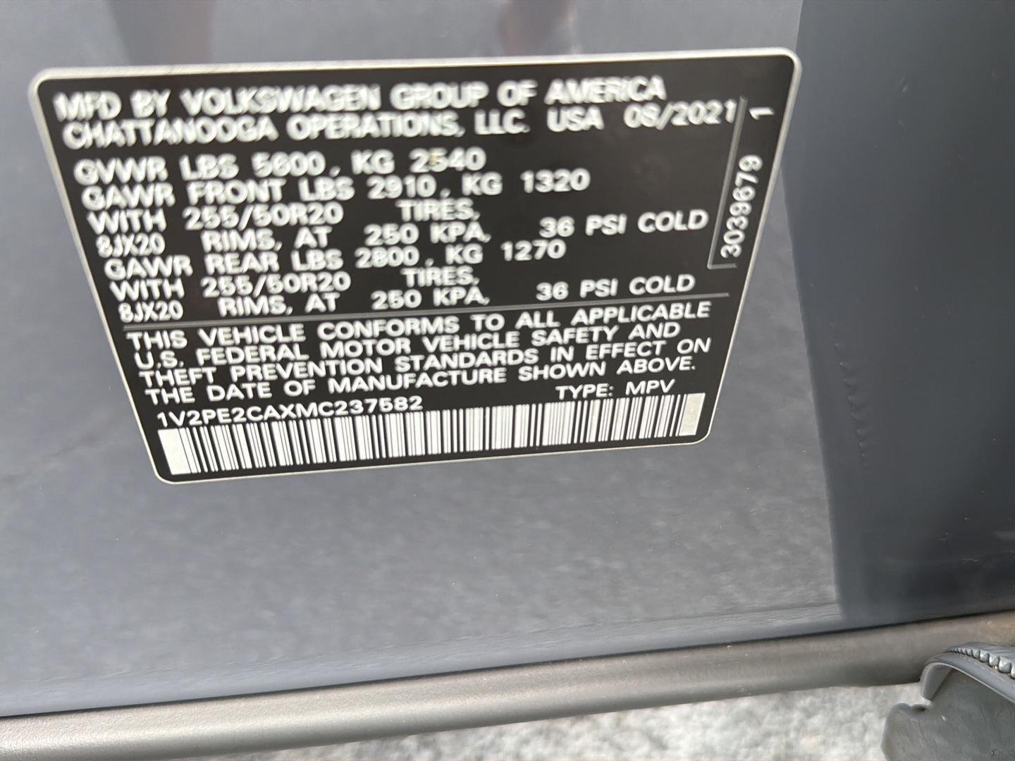 Used 2021 Pure Gray Volkswagen 3.6L V6 SE w/Technology R-Line image 42