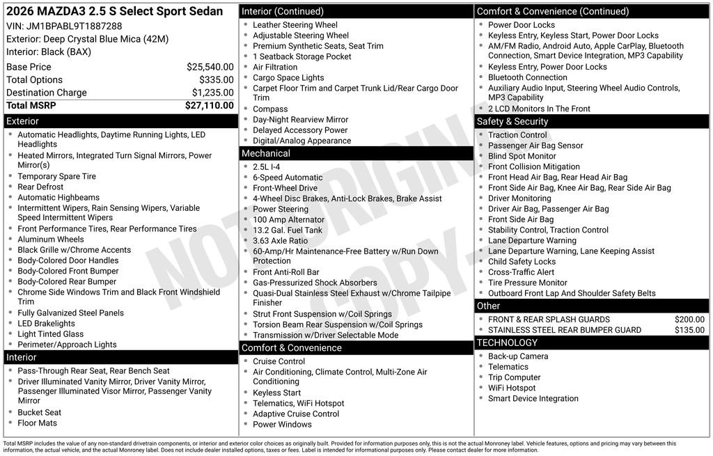 New 2026 Deep Crystal Blue Mica Mazda 2.5 S Select Sport image 3