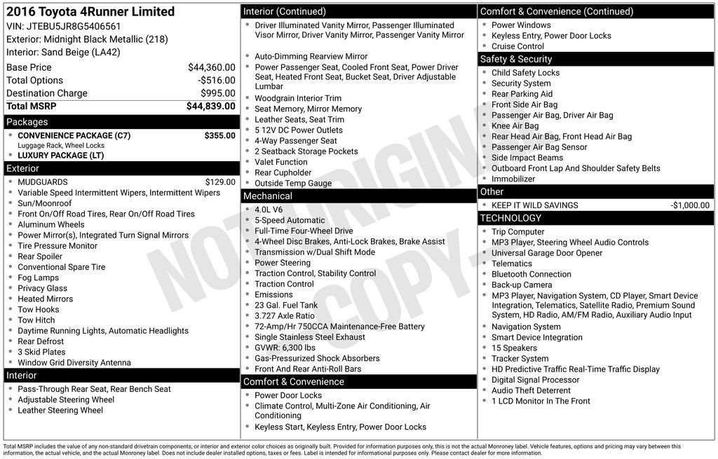 Used 2016 Black Toyota Limited image 9