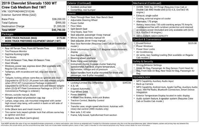 Used 2019 White Chevrolet WT image 7