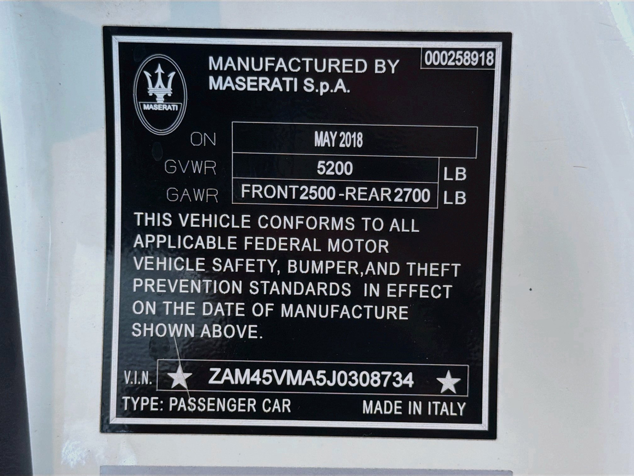 Used 2018 Bianco Fuji Special Matt Maserati Sport image 42