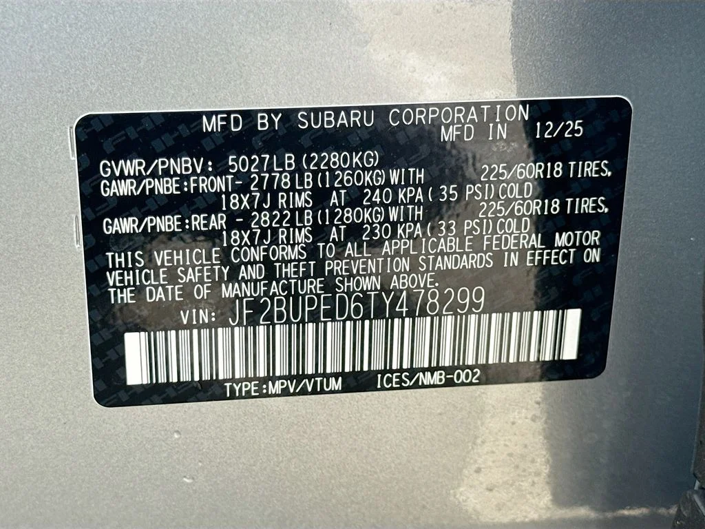 New 2026 ICE SILVER METALLIC Subaru Touring image 42