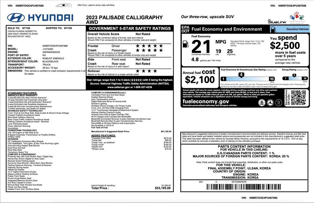 Used 2023 Green Hyundai Calligraphy image 2