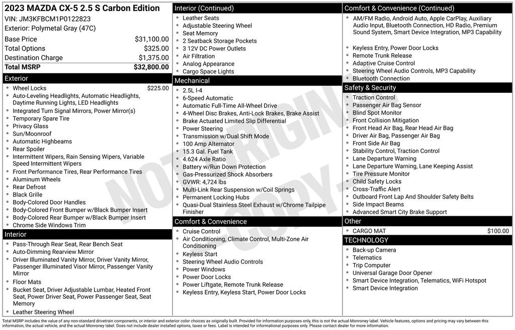 Used 2023 Gray Mazda 2.5 S Carbon Edition image 6