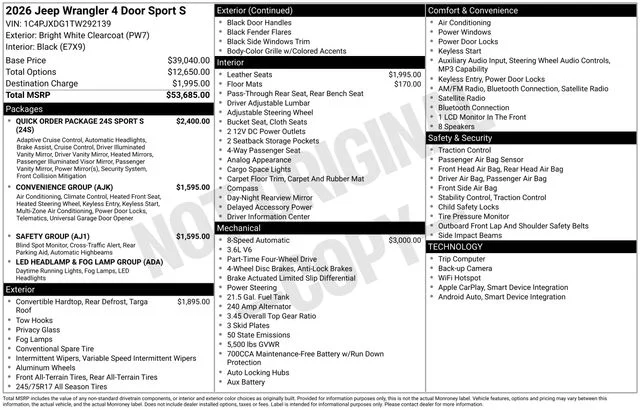 New 2026 Bright White Clearcoat Jeep Sport S image 38