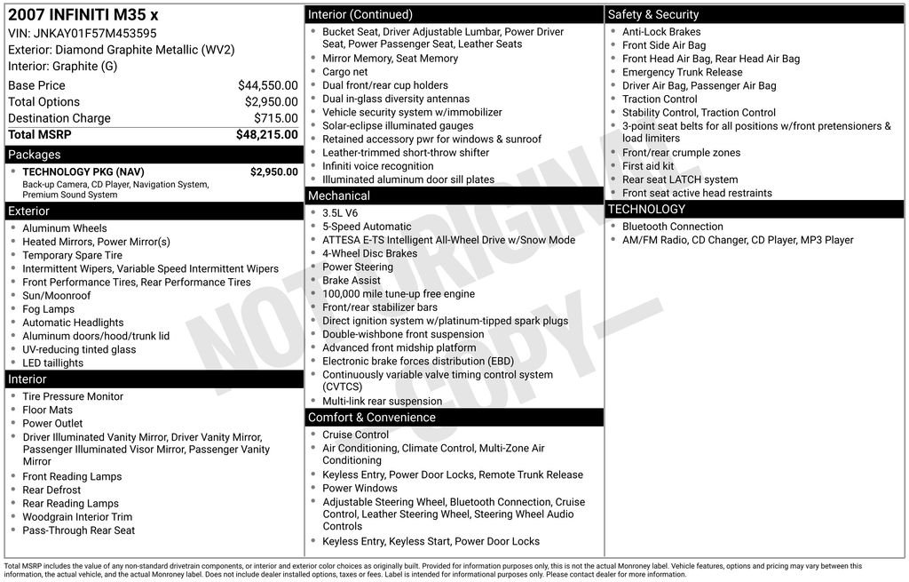 Used 2007 INFINITI M 35 with VIN JNKAY01F57M453595 for sale in Elk River, Minnesota