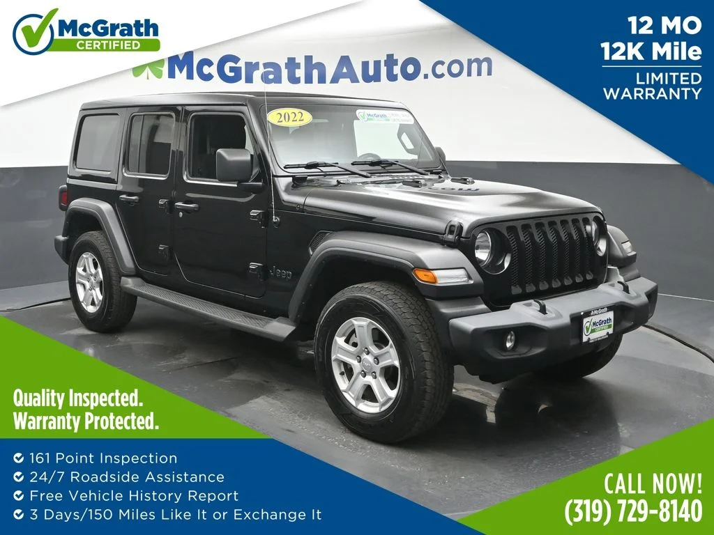 Used 2022 Black Jeep Unlimited Sport S image 1
