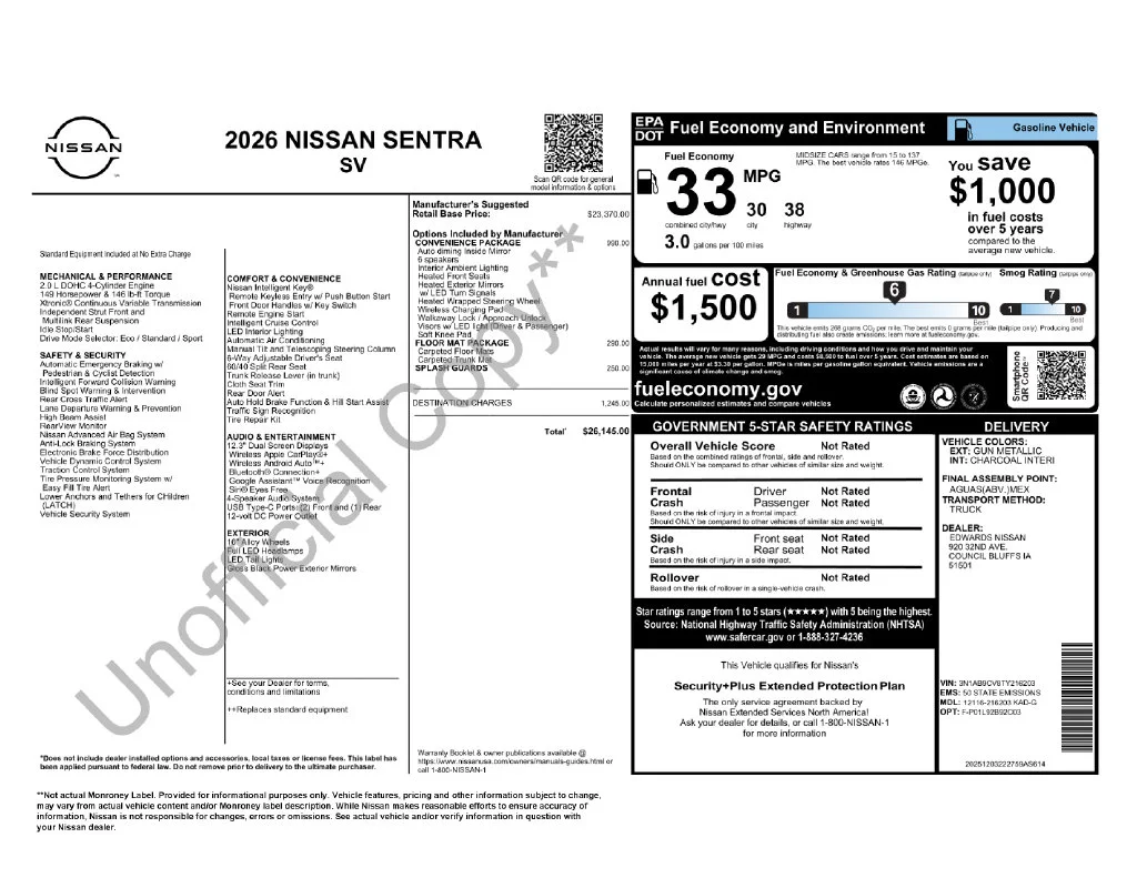 New 2026 Gun Metallic Nissan SV image 9