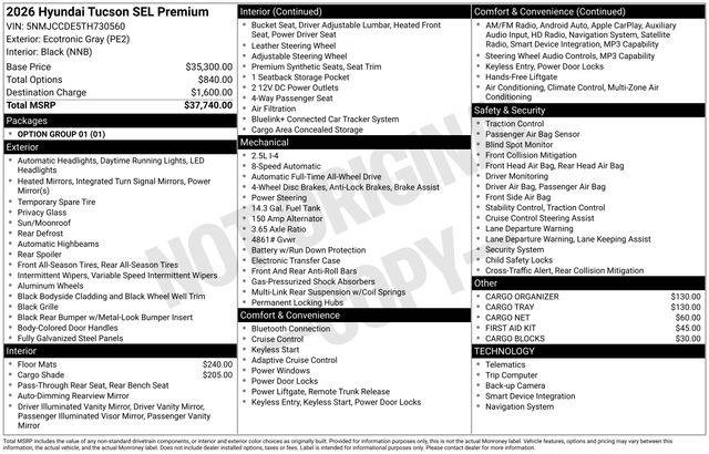 New 2026 Ecotronic Gray Hyundai SEL Premium AWD image 34