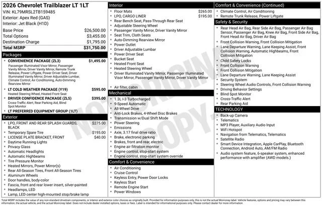 New 2026 Apex Red Chevrolet LT image 5