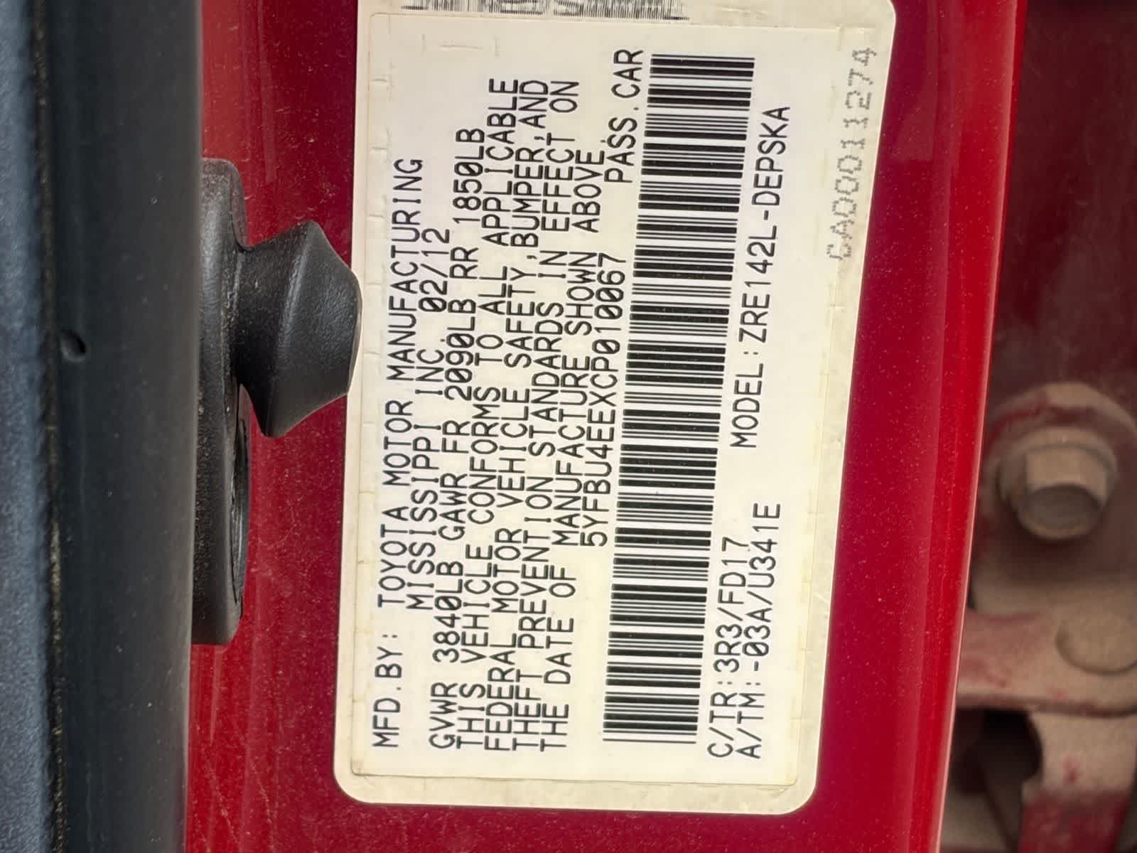 Used 2012 Barcelona Red Metallic Toyota S image 18